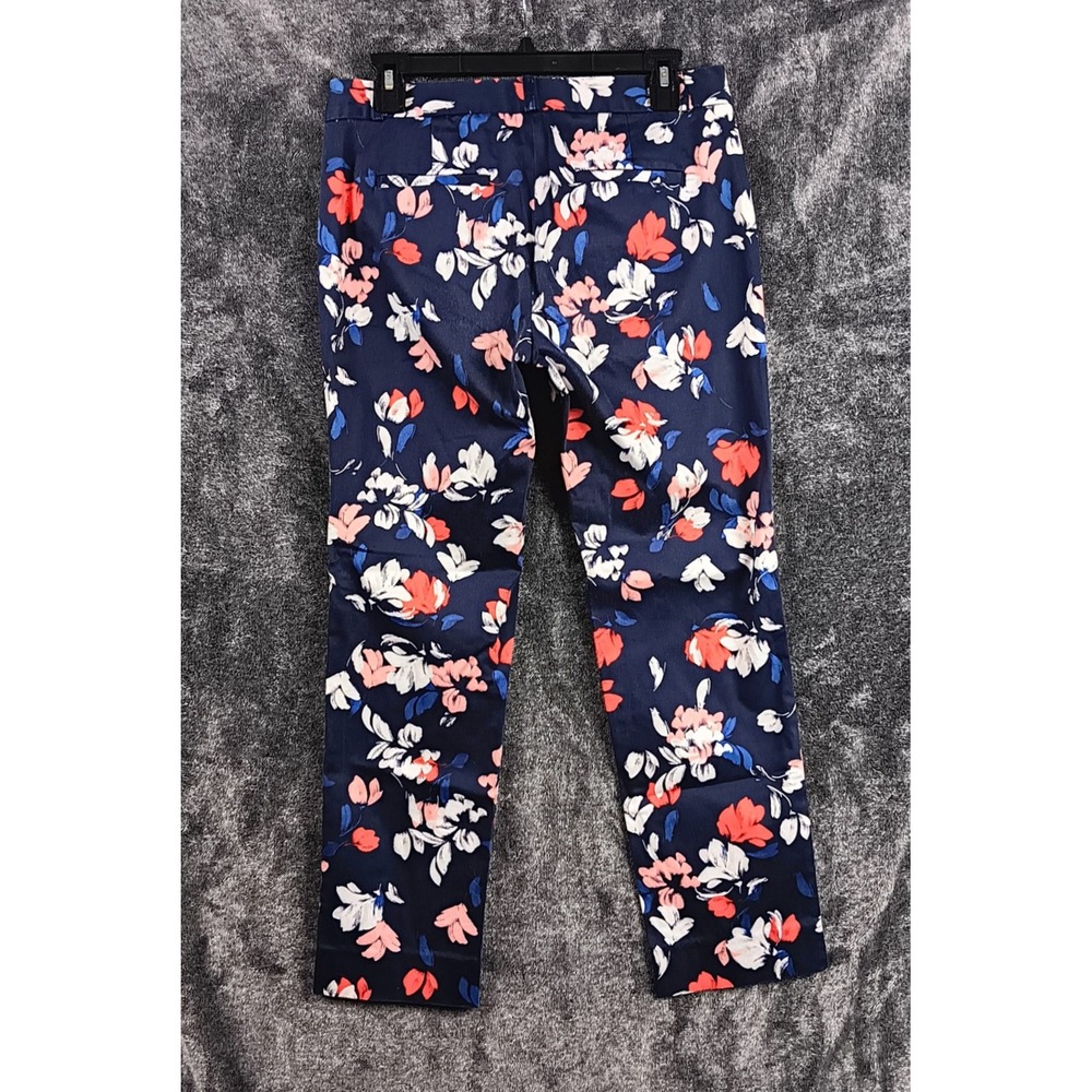 Banana Republic Reegan Floral Print Ankle Pants,‎ 4 Petite, Navy Blue Red - Picture 2 of 7